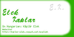 elek kaplar business card